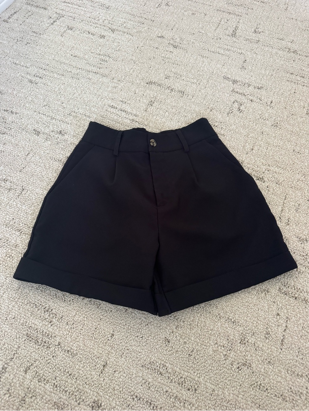 High-Rise Black Tailored Bermuda Shorts
